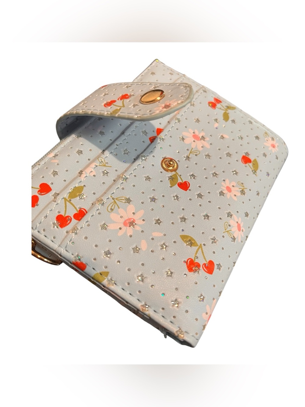 Blue Cherry & Floral Snap Wallet with Keyring - Picture 4 of 4